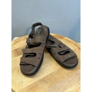 Propet Sandals Womens 11 Wide Brown Leather Woody W0001 Air Cell Cushion Strappy